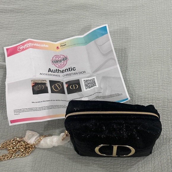 Dior Beaute Black Crossbody Bag with Gold Chain and Pearl strap accents - Picture 8 of 11